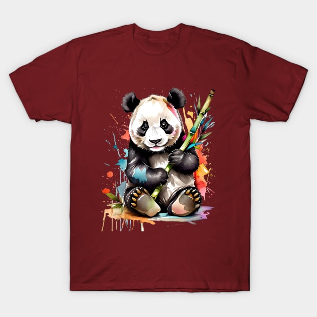 Artistic Panda Portrait V4 T-Shirt by Peter Awax